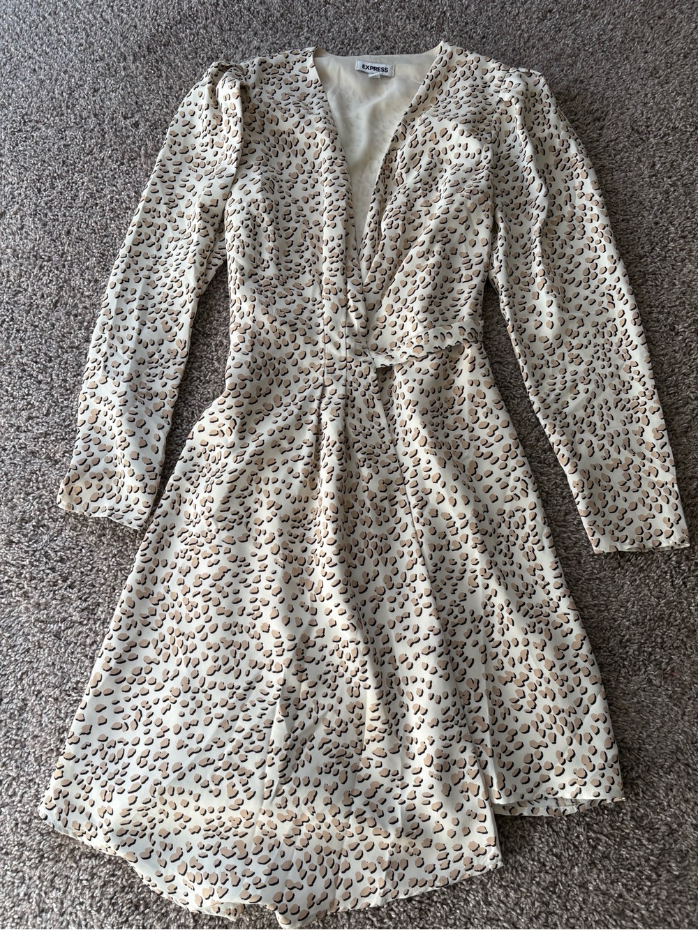Express Cream Leopard-Print Wrap dress